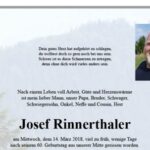Dankbarkeit für Josef Rinnerthaler
